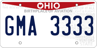 OH license plate GMA3333