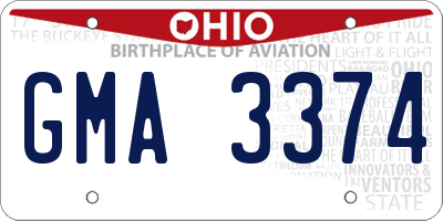 OH license plate GMA3374