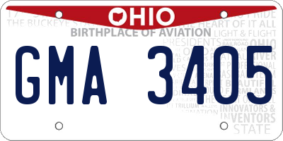 OH license plate GMA3405