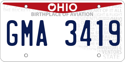 OH license plate GMA3419