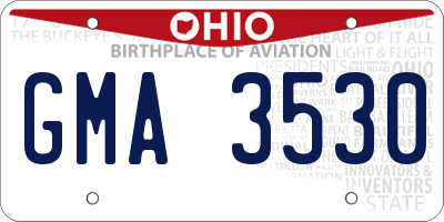 OH license plate GMA3530