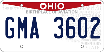 OH license plate GMA3602