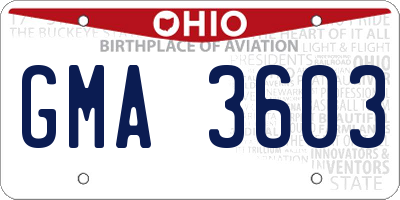 OH license plate GMA3603