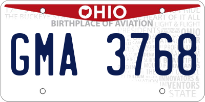 OH license plate GMA3768