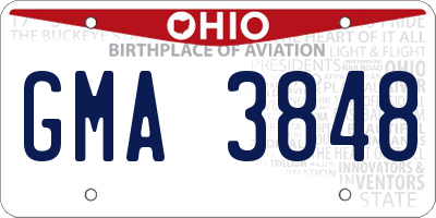OH license plate GMA3848
