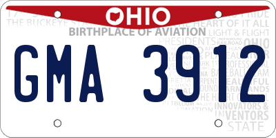OH license plate GMA3912