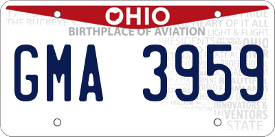 OH license plate GMA3959