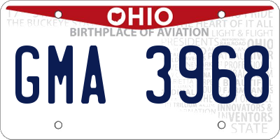 OH license plate GMA3968