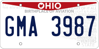 OH license plate GMA3987
