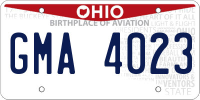 OH license plate GMA4023