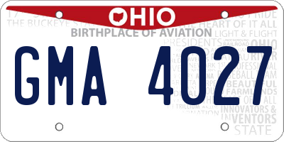 OH license plate GMA4027