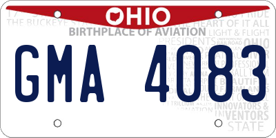 OH license plate GMA4083