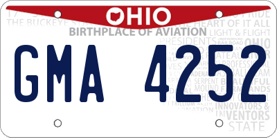OH license plate GMA4252