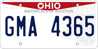 OH license plate GMA4365