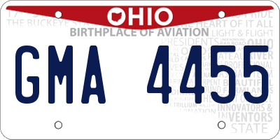 OH license plate GMA4455