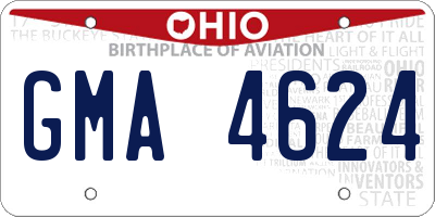 OH license plate GMA4624