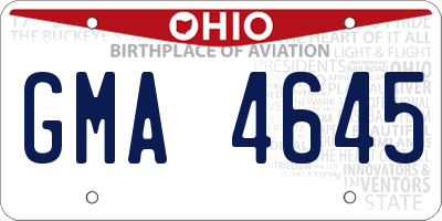 OH license plate GMA4645