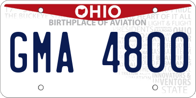 OH license plate GMA4800