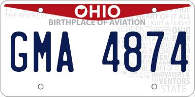 OH license plate GMA4874
