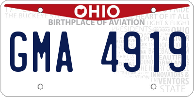 OH license plate GMA4919