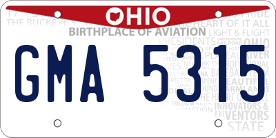 OH license plate GMA5315