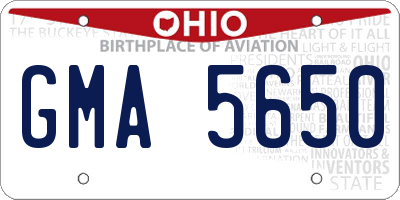 OH license plate GMA5650