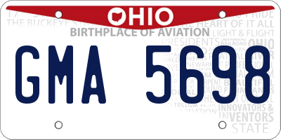 OH license plate GMA5698