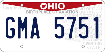 OH license plate GMA5751