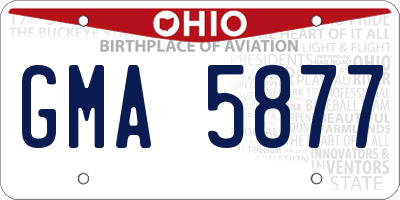 OH license plate GMA5877
