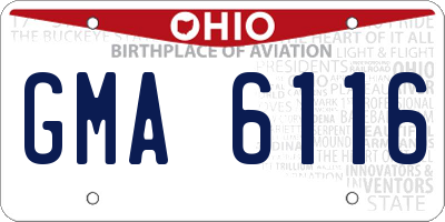 OH license plate GMA6116