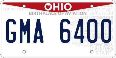 OH license plate GMA6400