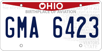 OH license plate GMA6423