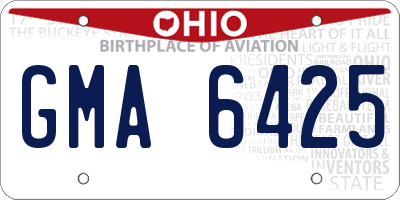 OH license plate GMA6425