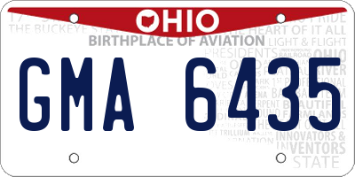 OH license plate GMA6435