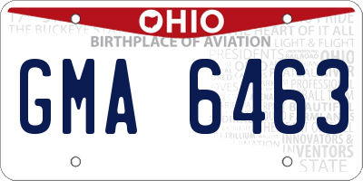 OH license plate GMA6463