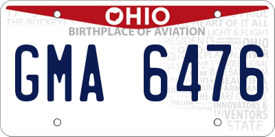 OH license plate GMA6476
