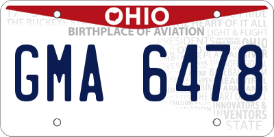 OH license plate GMA6478