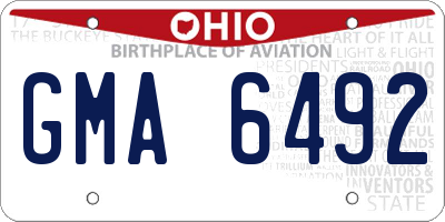 OH license plate GMA6492