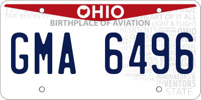 OH license plate GMA6496