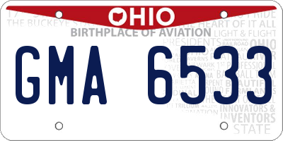 OH license plate GMA6533