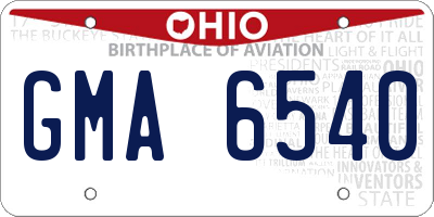 OH license plate GMA6540