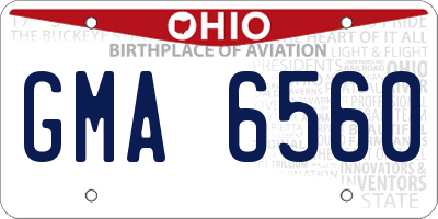 OH license plate GMA6560