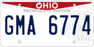 OH license plate GMA6774