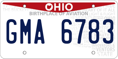 OH license plate GMA6783