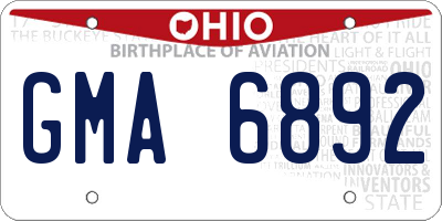 OH license plate GMA6892
