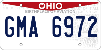 OH license plate GMA6972