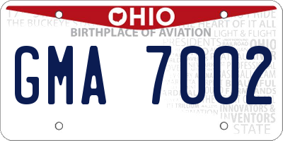 OH license plate GMA7002