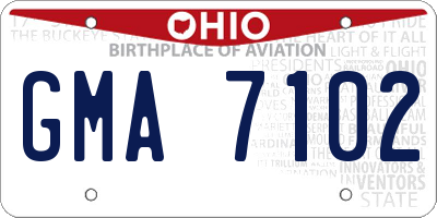 OH license plate GMA7102