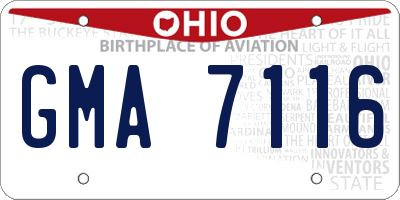 OH license plate GMA7116
