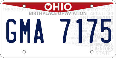 OH license plate GMA7175